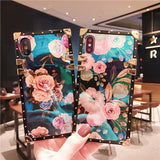 Luxury Blue Ray Flower rose square iphone