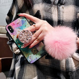 Luxury cute pink transparent glitter marble Iphone