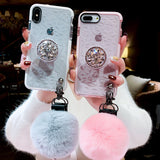 Luxury diamond cute hair ball  iphone
