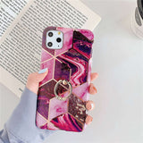 Plating Geometric Marble Silicone iphone