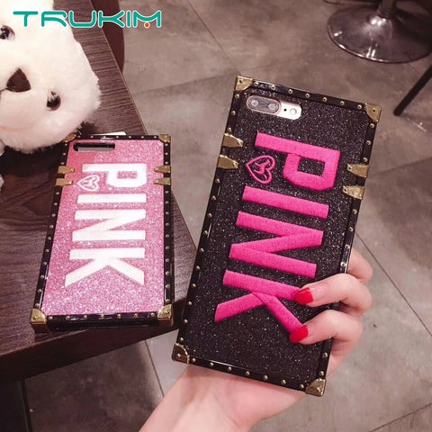 Luxury Embroidery 3D Pink Letter Case for iPhone