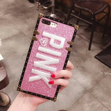 Luxury Embroidery 3D Pink Letter Case for iPhone