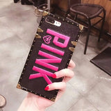 Luxury Embroidery 3D Pink Letter Case for iPhone