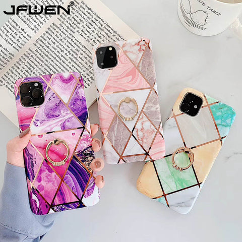 Plating Geometric Marble Silicone iphone