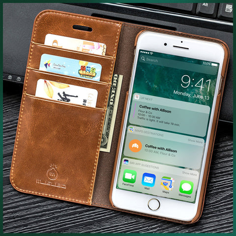 Musubo Genuine Leather Flip Case For iPhone