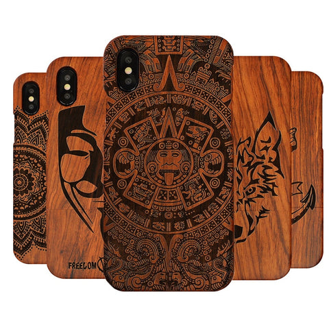 Carved Tiger Dragon Luxury Wood iPhone