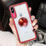 Luxury Bling Glitter With Finger Ring Case For iPhone